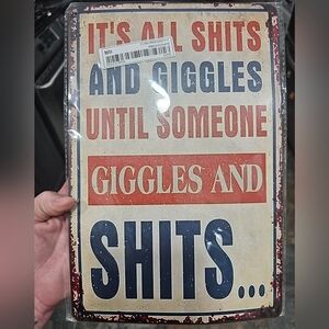 Humorous Metal Wall Sign with Bold Text